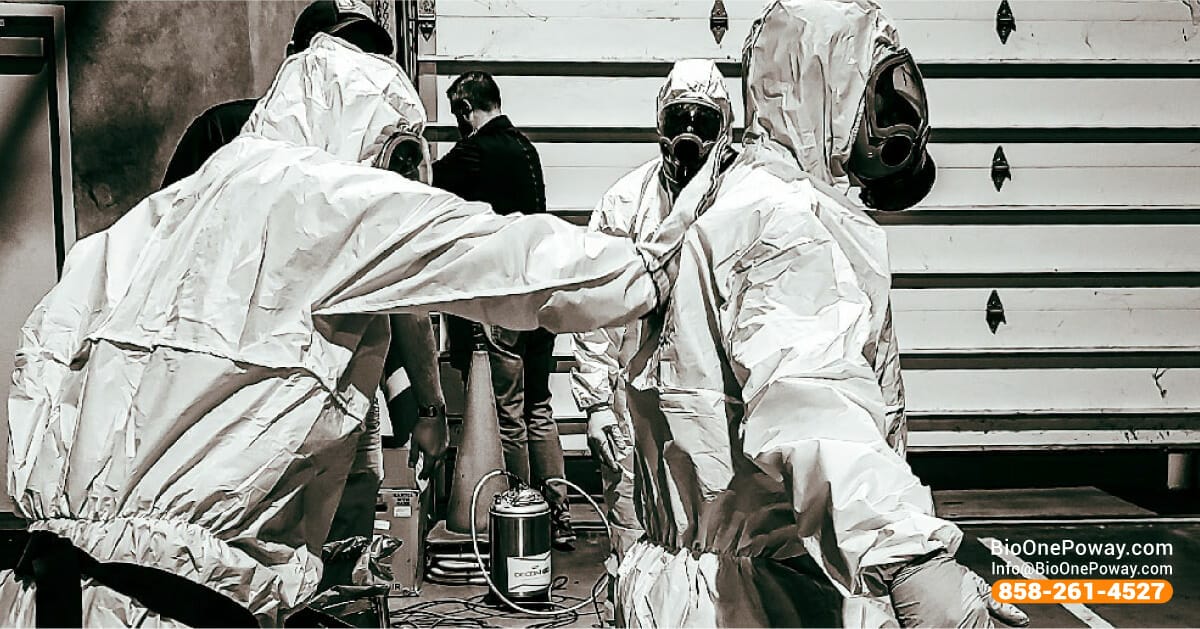 bio one biohazard cleaning and disinfection technicians wearing ppe