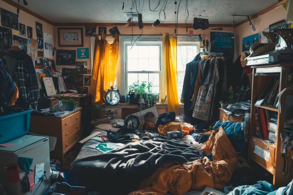 messy bedroom concept